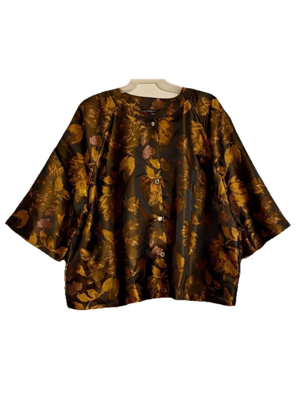 Isaac Mizrahi Live! Women's Floral Print Jacket with Pockets And Snaps Size 4X